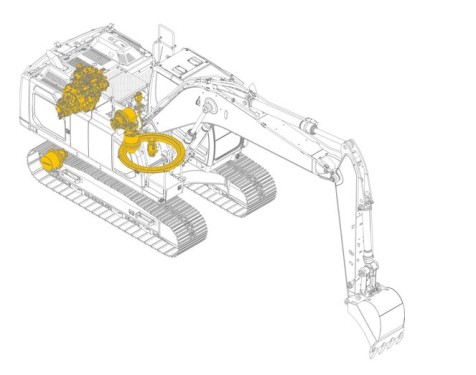 Antriebsstrang Raupenbagger und Raupen-Umschlagmaschinen LH30-50 (dort querverbauter Motor)