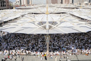 Sonnenschirme mit Krantechnologie in Saudi-Arabien