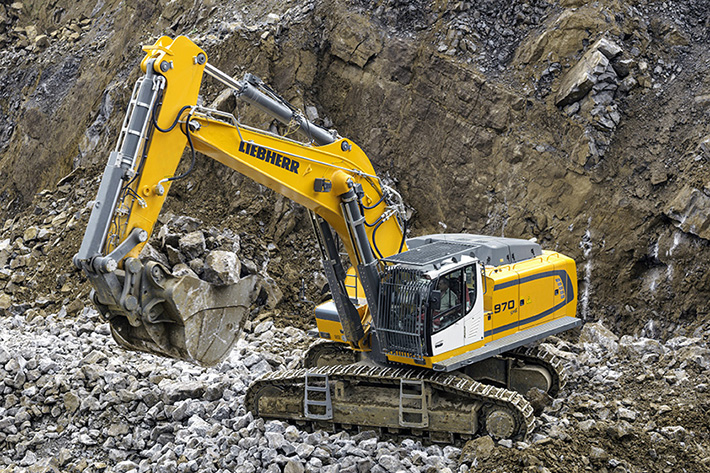  Liebherr’s new crawler excavator R 970 SME is designed for heavy duty mass excavation and is available both as a backhoe bucket as well as a front shovel version. 
