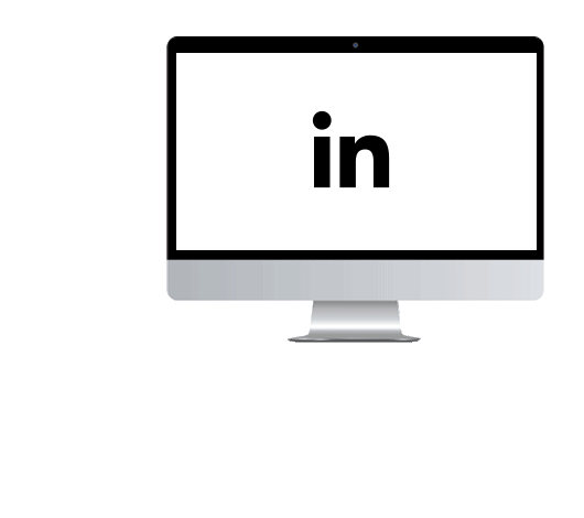 Desktop monitor with LinkedIn icon on the screen