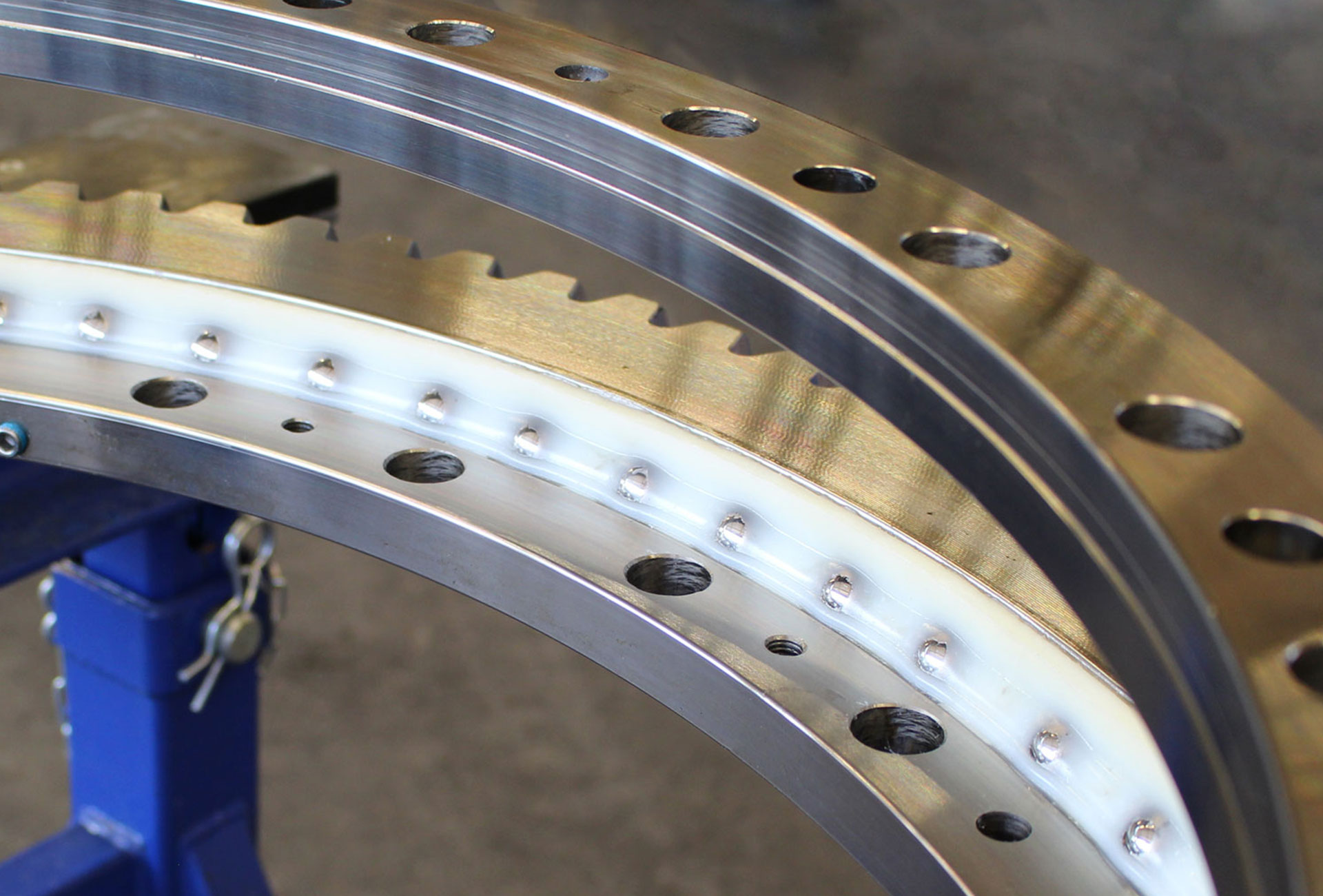 A detail picture of a slewing bearing