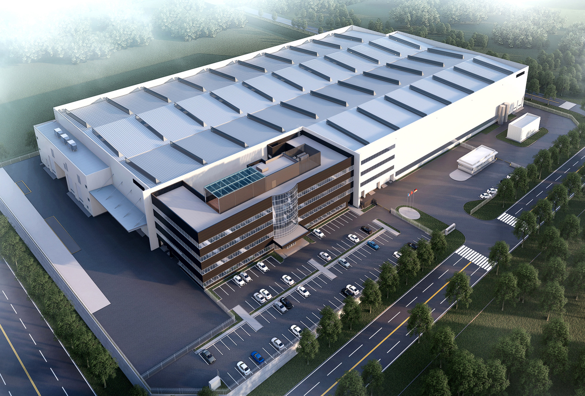 Rendering of the new Liebherr production site in dalian (china)