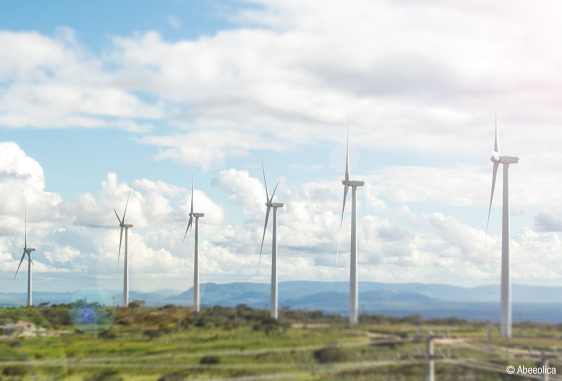 A view of 6 wind turbines 