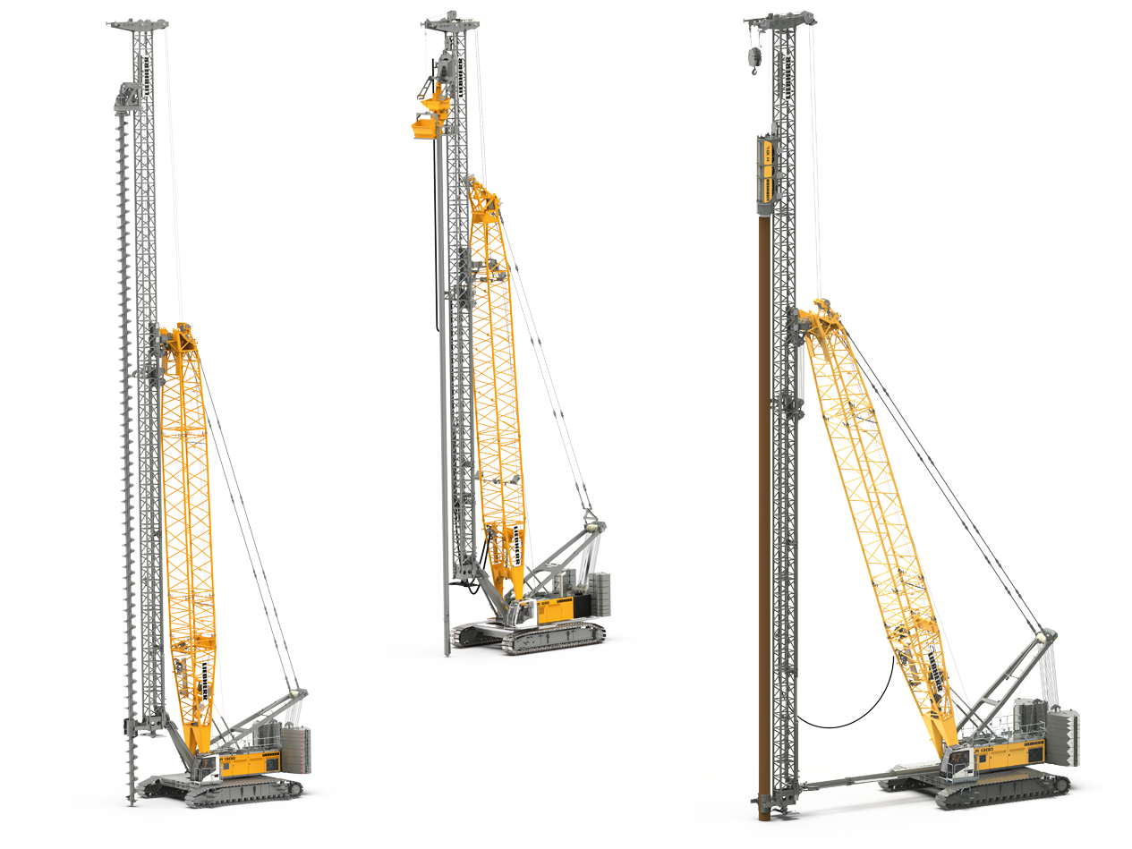Piling rigs with fixed and swinging leader Liebherr