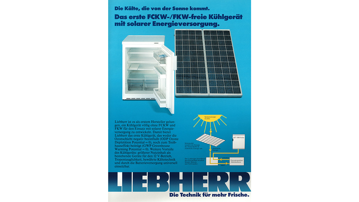 Der Flyer für den Solarkühlschrank, 1995