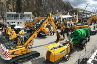 The Liebherr stand at Hillhead 2016 enjoying a brief moment of sunshine.