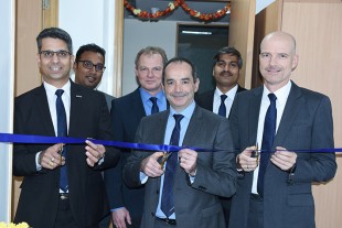 Representatives of Liebherr India and Liebherr-Aerospace during the ribbon cutting ceremony at the new office in Bangalore.